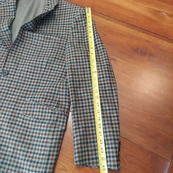 Burberry Gray, Brown, Black Plaid Blazer Jacket Cashmere Blend Sz 40 REG - Picture 12 of 16